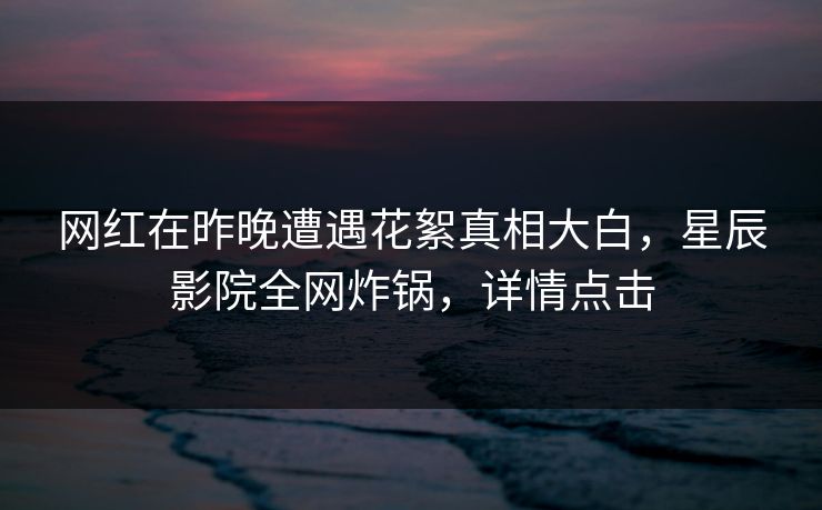 网红在昨晚遭遇花絮真相大白，星辰影院全网炸锅，详情点击